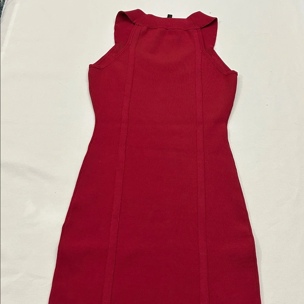 BCBG MaxAzaria Women M Dress Bandage‎ BodyCon Scarlet Red Sleeveless 6264 - Picture 5 of 6